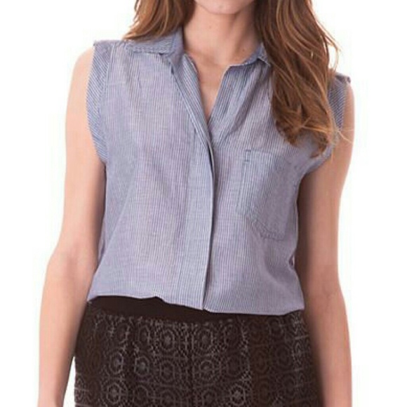 NWT Sam Edelman Button Down Sleeveless Stripe Top - Picture 8 of 8